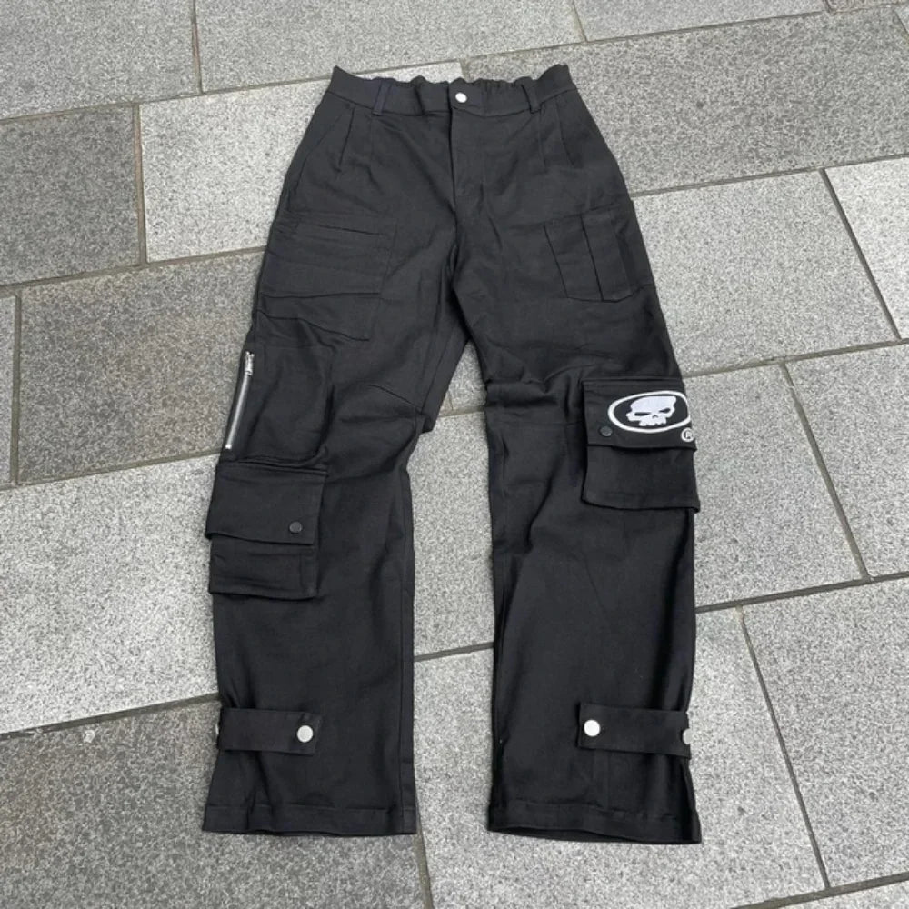 Nouveau Baggy décontracté jambe large Jean hommes rue rétro Hip Hop imprimé Jean tendance mode noir taille haute Jean Y2k hommes vêtements 2023