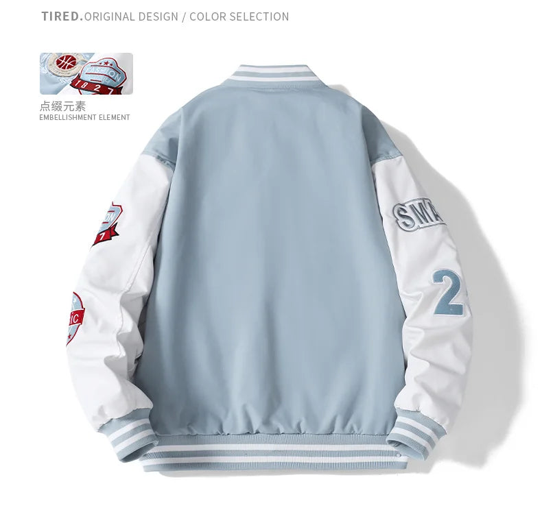 Veste de Baseball de Campus pour hommes, automne Hip-hop Harajuku, lettre cousue brodée, veste de moto, manteau coupe-vent ample pour Couple