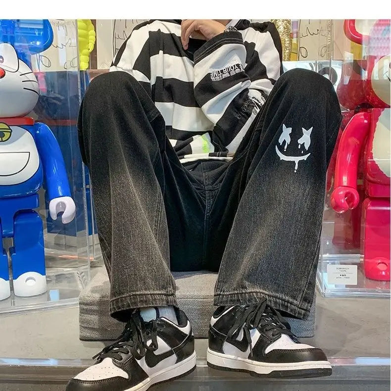 Jean Baggy Vintage à Jambes Larges pour Homme, Pantalon Streetwear Surdimensionné, Droit et Long, à la Mode, Y2k, 2024