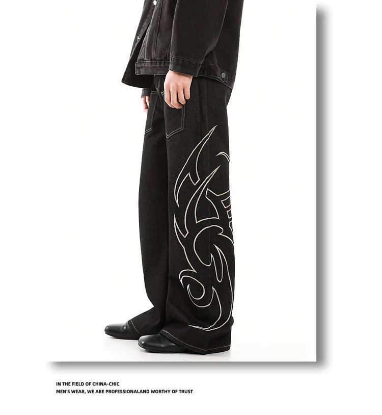 Jean de rue pour hommes, couleur unie, poche tridimensionnelle, ceinture réglable, Denim décontracté, pantalon Cargo droit
