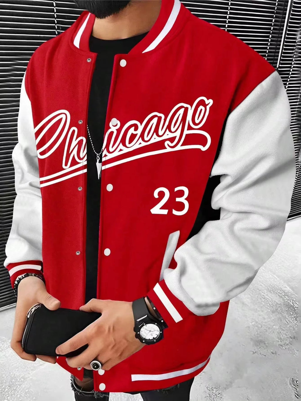 Manfinity hommes lettre imprimer couleur bloc veste de Baseball moto veste Streetwear veste en cuir hommes