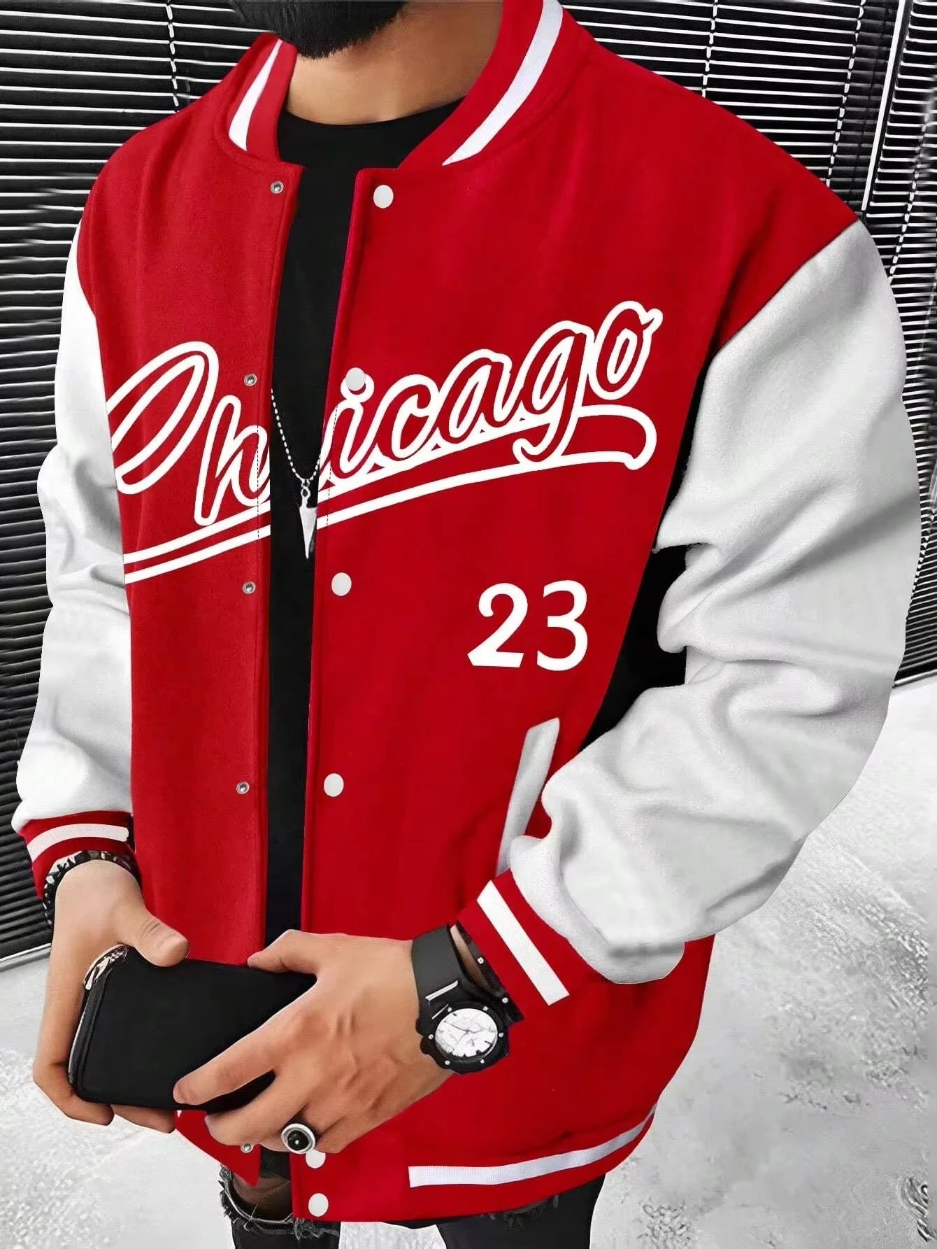 Manfinity hommes lettre imprimer couleur bloc veste de Baseball moto veste Streetwear veste en cuir hommes