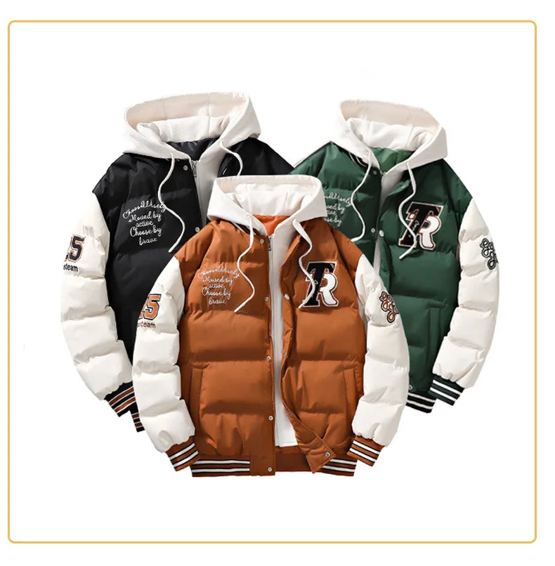 Supzoom nouveauté décontracté broderie hommes hiver à la mode faux deux pièces à capuche pain costume Couple coton rembourré vestes et manteaux