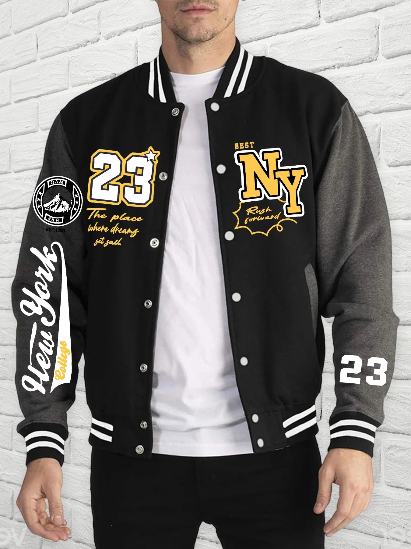 Sweat à capuche avec doublure en fourrure pour homme, The Place Where Dreamy Got, Uniforme de baseball, Lucky Number 23, Smile, Veste américaine, Printemps, Automne, Y-