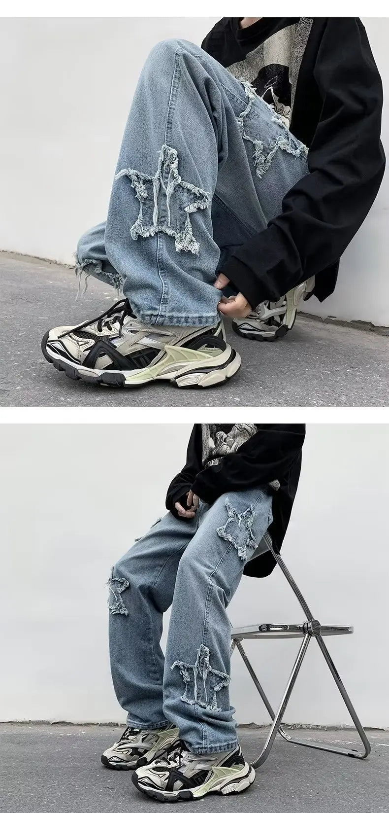 2025 nouvelle mode étoiles serviette broderie marron hommes jean Pantalon Y2K vêtements droit Hip Hop coton Pantalon Homme