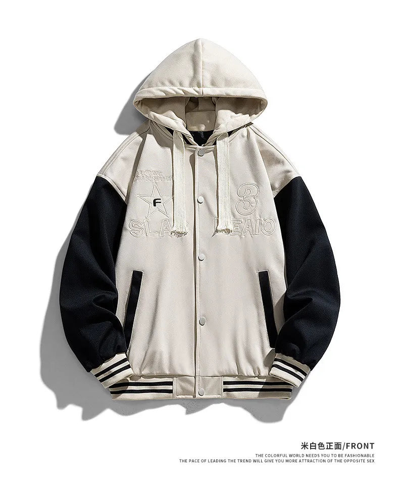 Nouvelle mode hommes Streetwear à capuche vestes de Baseball polaire chaud hiver vestes mâle faux deux pièces lâche manteaux décontractés 3XL