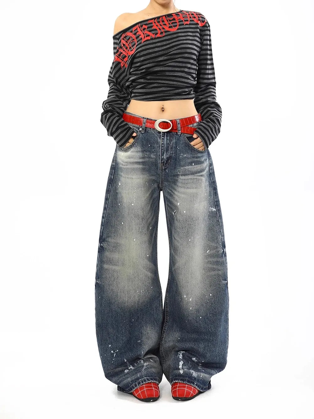 Jean Baggy Vintage taille haute pour femmes, pantalon à jambes larges, surdimensionné, Harajuku, jambes droites, Y2K