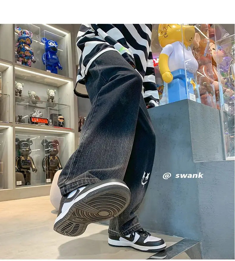 Jean Baggy Vintage à Jambes Larges pour Homme, Pantalon Streetwear Surdimensionné, Droit et Long, à la Mode, Y2k, 2024