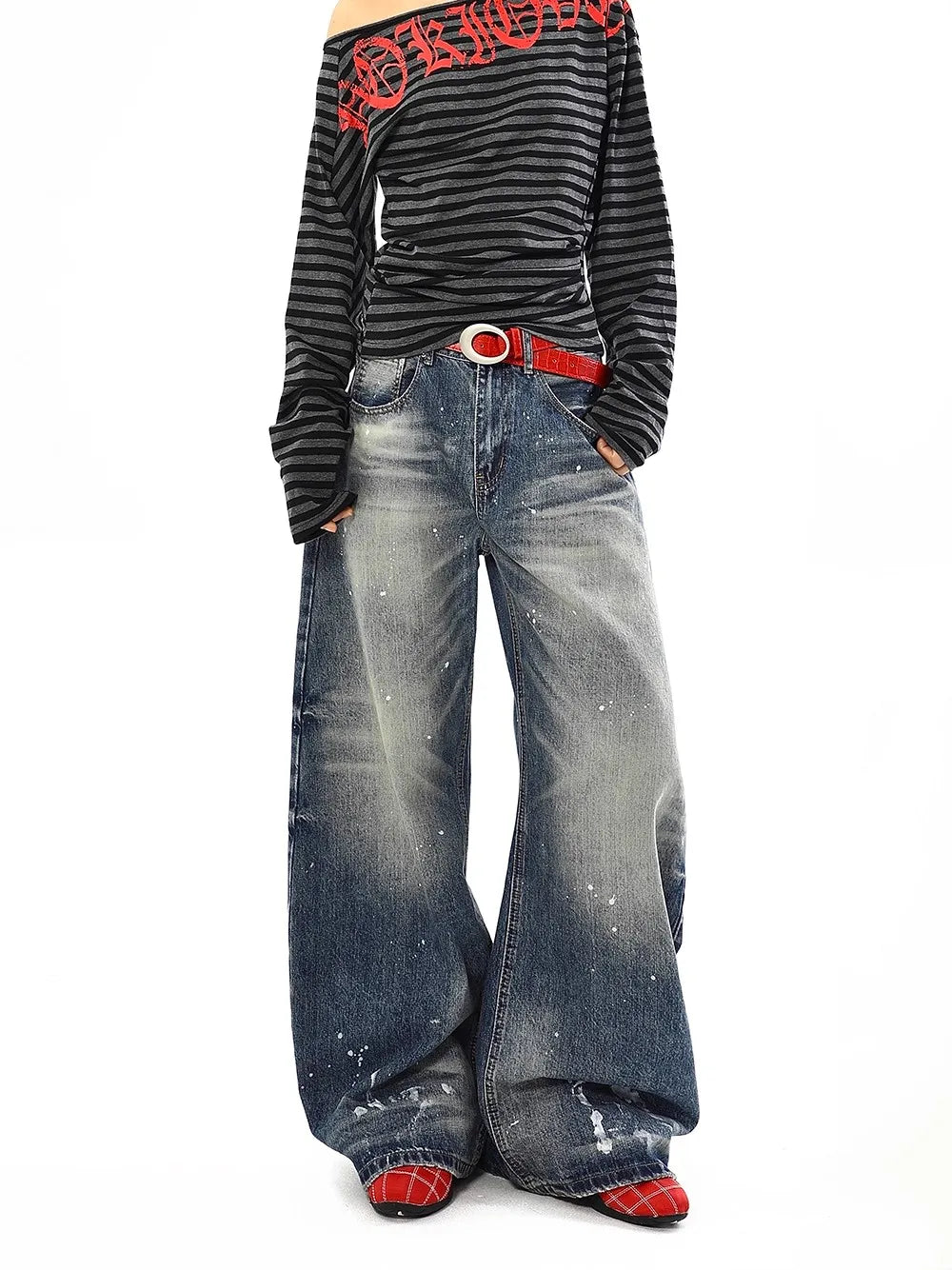 Jean Baggy Vintage taille haute pour femmes, pantalon à jambes larges, surdimensionné, Harajuku, jambes droites, Y2K