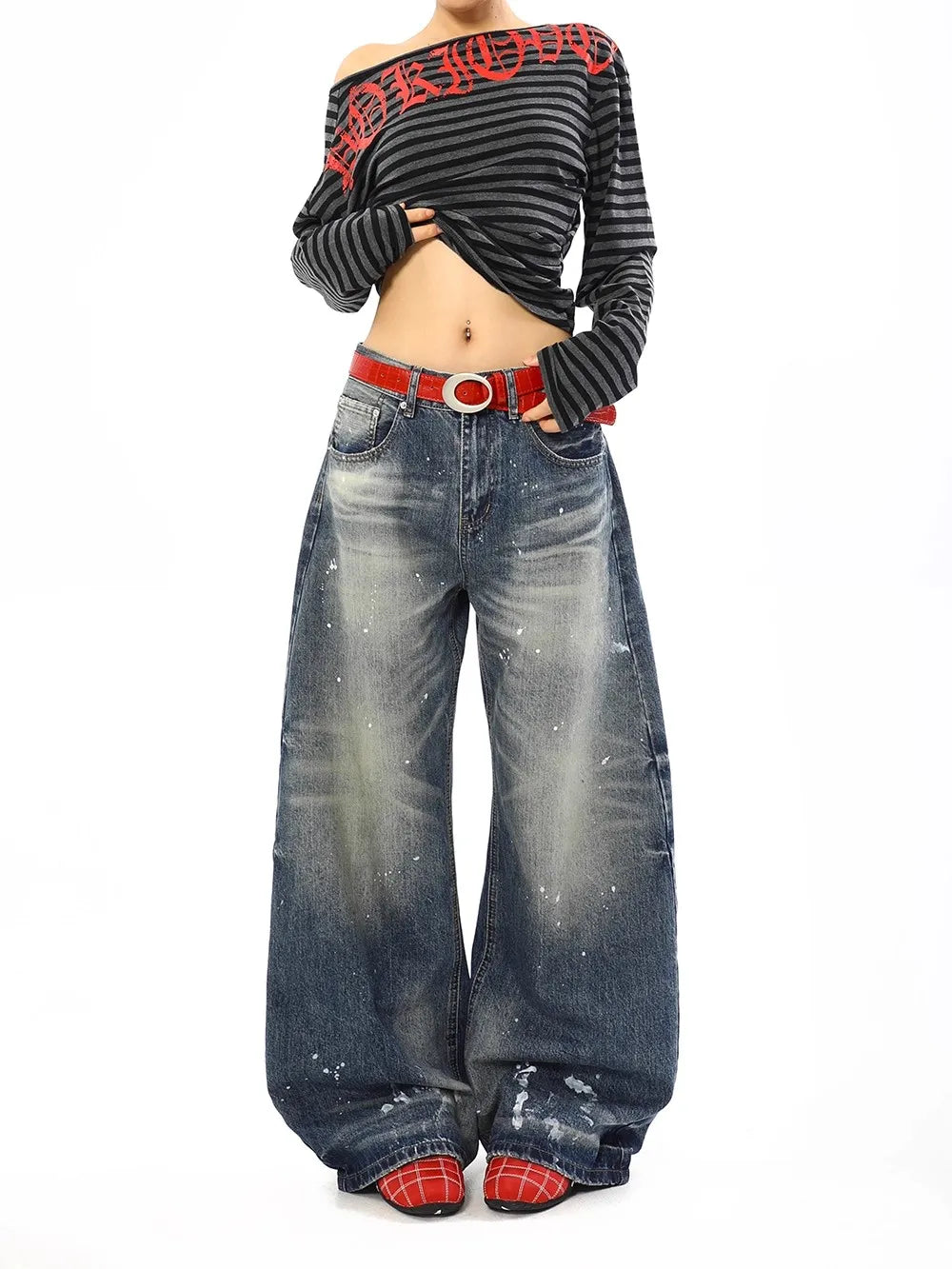 Jean Baggy Vintage taille haute pour femmes, pantalon à jambes larges, surdimensionné, Harajuku, jambes droites, Y2K