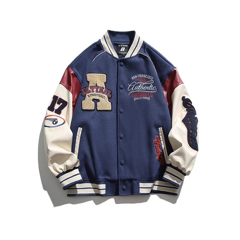 Veste de baseball brodée anti-vent pour hommes, manteau décontracté, vêtements d'extérieur, épissage, uniforme d'automne, 2024