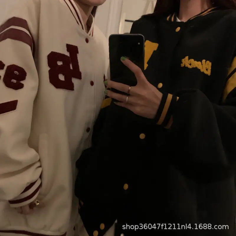 Streetwear Y2K mode hommes et femmes vestes décontractée mode lettre broderie uniforme de Baseball k-pop manteau ample surdimensionné