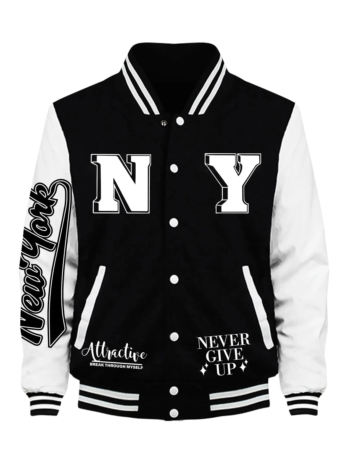 New York City Never Give Up imprimer vêtements mâle mode haut polaire automne veste de Baseball ample décontracté vêtements de sport amples hommes