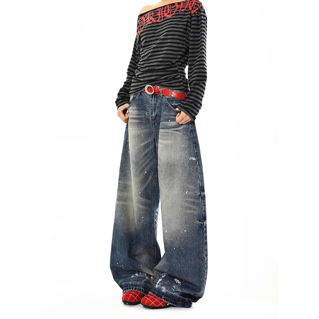 Jean Baggy Vintage taille haute pour femmes, pantalon à jambes larges, surdimensionné, Harajuku, jambes droites, Y2K