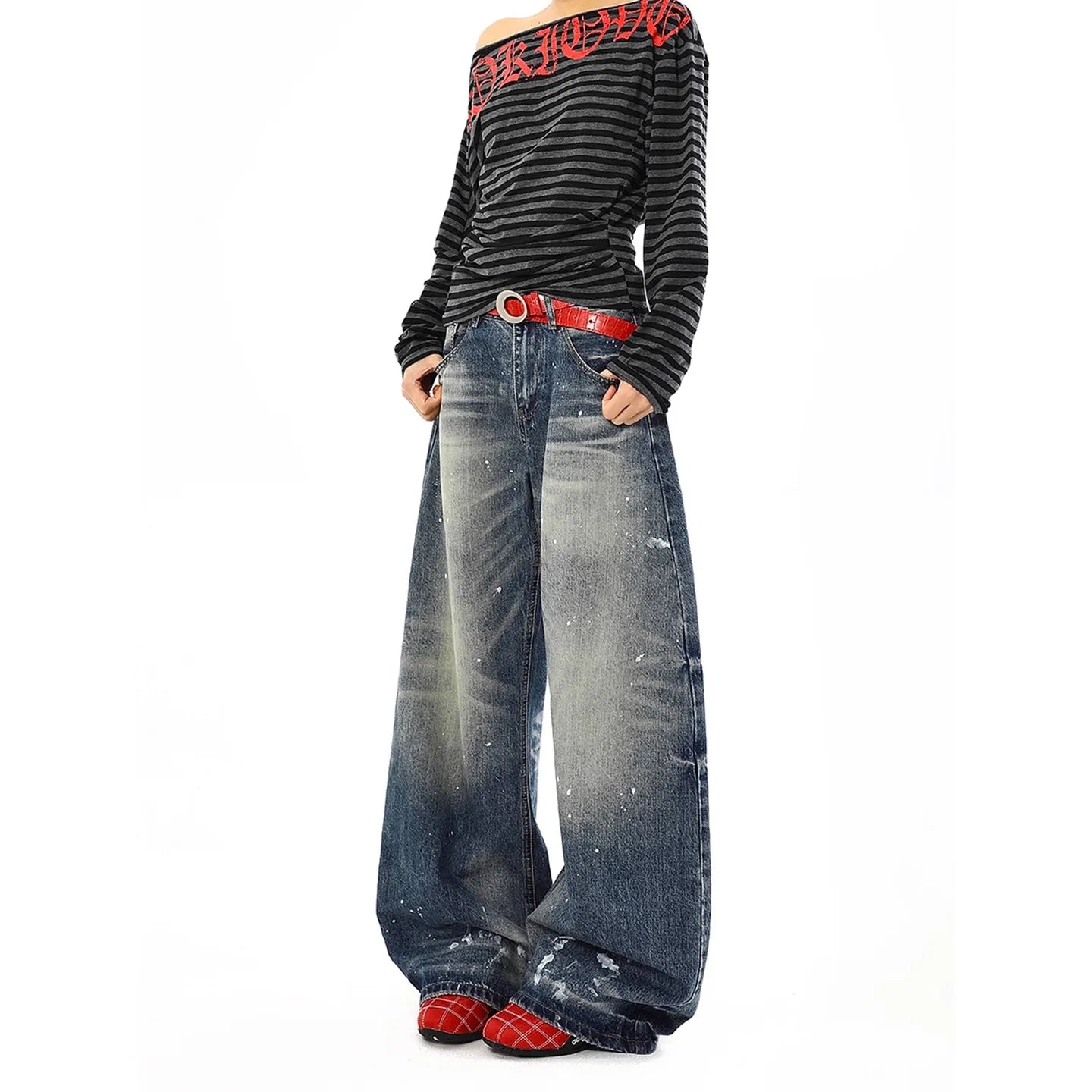 Jean Baggy Vintage taille haute pour femmes, pantalon à jambes larges, surdimensionné, Harajuku, jambes droites, Y2K