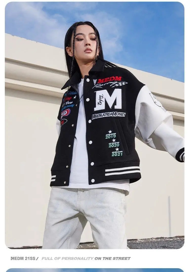 Veste d'uniforme de baseball brodée pour hommes, style américain, européen et américain, rétro, styles de couple, tendance printemps et automne, Y2K