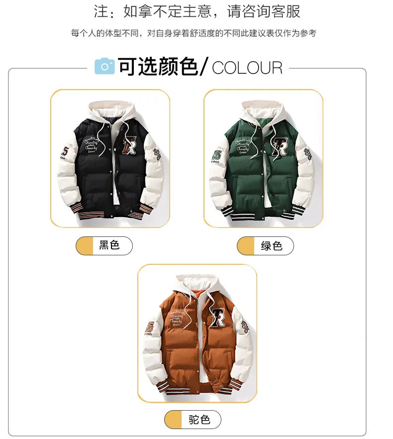 Supzoom nouveauté décontracté broderie hommes hiver à la mode faux deux pièces à capuche pain costume Couple coton rembourré vestes et manteaux