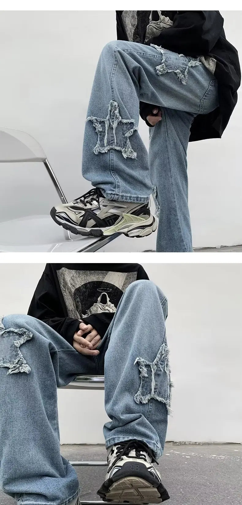 2025 nouvelle mode étoiles serviette broderie marron hommes jean Pantalon Y2K vêtements droit Hip Hop coton Pantalon Homme