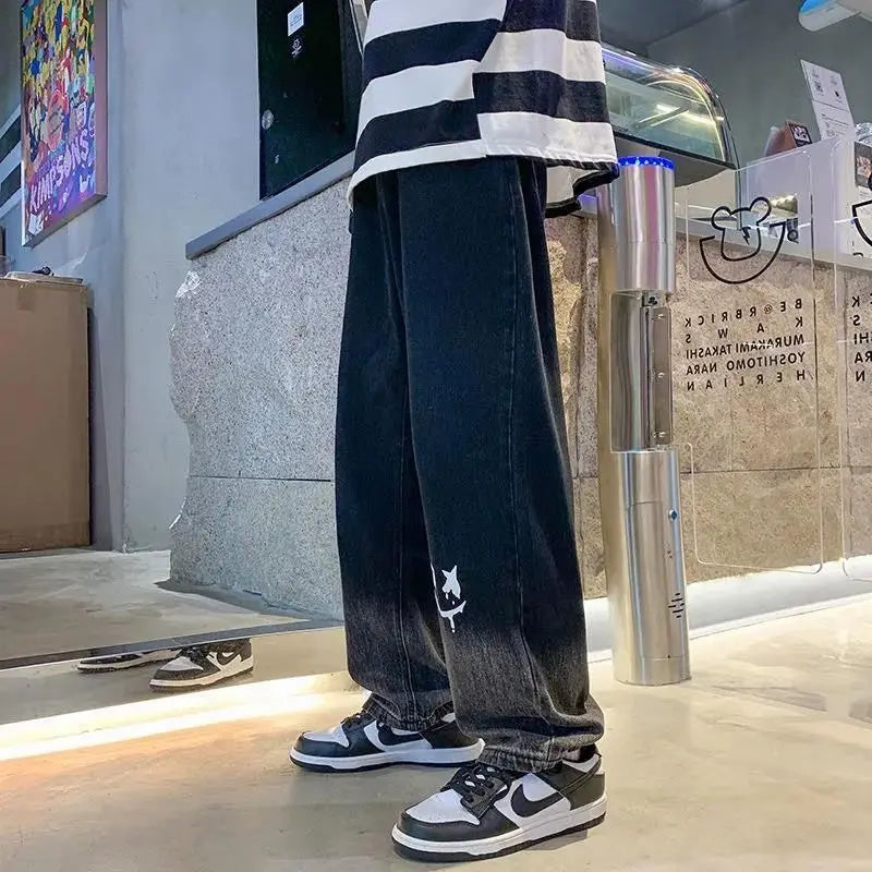 Jean Baggy Vintage à Jambes Larges pour Homme, Pantalon Streetwear Surdimensionné, Droit et Long, à la Mode, Y2k, 2024