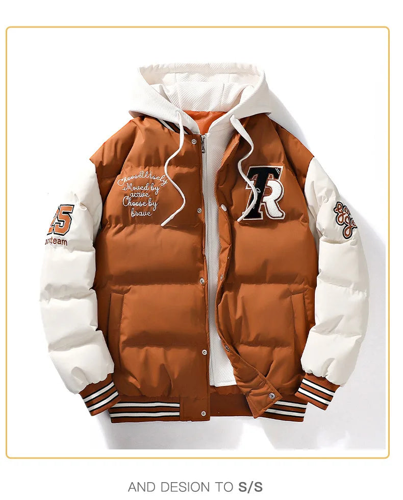 Supzoom nouveauté décontracté broderie hommes hiver à la mode faux deux pièces à capuche pain costume Couple coton rembourré vestes et manteaux