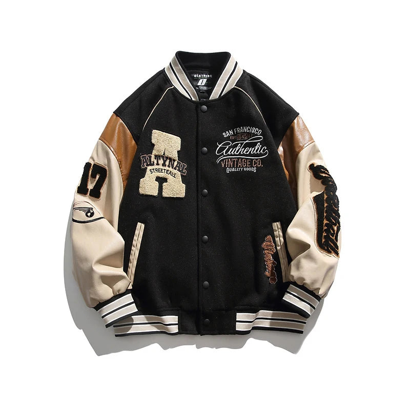 Veste de baseball brodée anti-vent pour hommes, manteau décontracté, vêtements d'extérieur, épissage, uniforme d'automne, 2024
