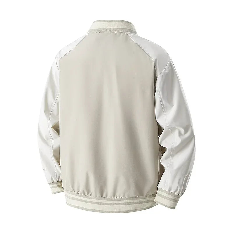 Veste de Baseball rétro américaine pour hommes, col montant, vêtements d'extérieur décontractés, coupe ample, manteau de printemps et d'automne