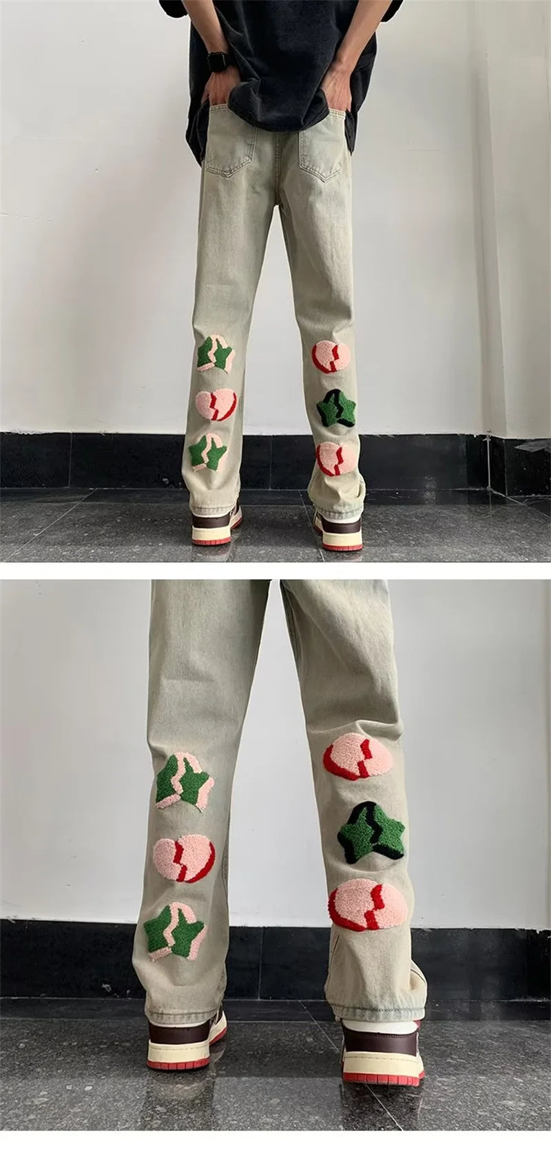 2025 nouveau Goth Graffiti brodé Jean hommes haute rue Harajuku mode Denim pantalon Hip Hop Y2K Vintage Jean pantalones