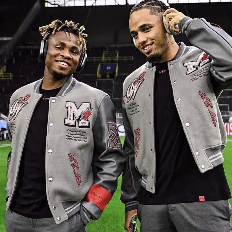 Uniformes de baseball en brique chaude avec lettres brodées lourdes pour hommes et femmes, hauts américains d'automne et d'hiver, tendance de la mode rétro