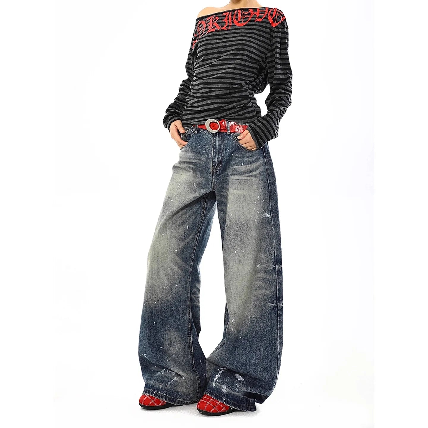Jean Baggy Vintage taille haute pour femmes, pantalon à jambes larges, surdimensionné, Harajuku, jambes droites, Y2K