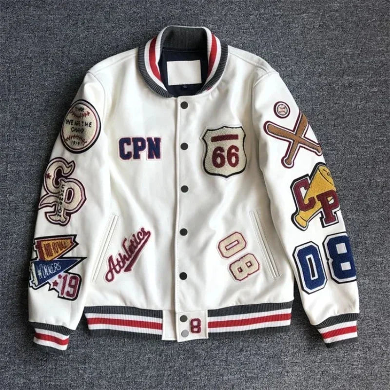 Uniformes de baseball en brique chaude avec lettres brodées lourdes pour hommes et femmes, hauts américains d'automne et d'hiver, tendance de la mode rétro