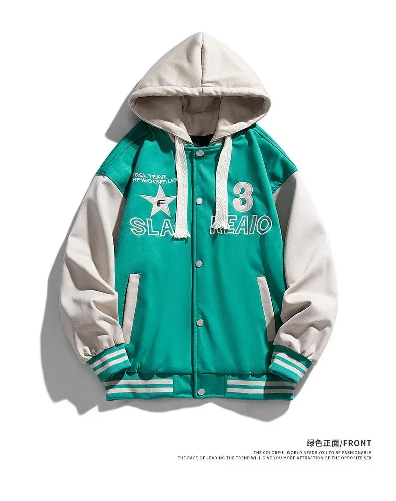 Vestes de Baseball à capuche pour hommes, Streetwear tendance, nouvelle mode polaire chaude d'hiver, faux manteaux deux pièces amples et décontractés 3XL