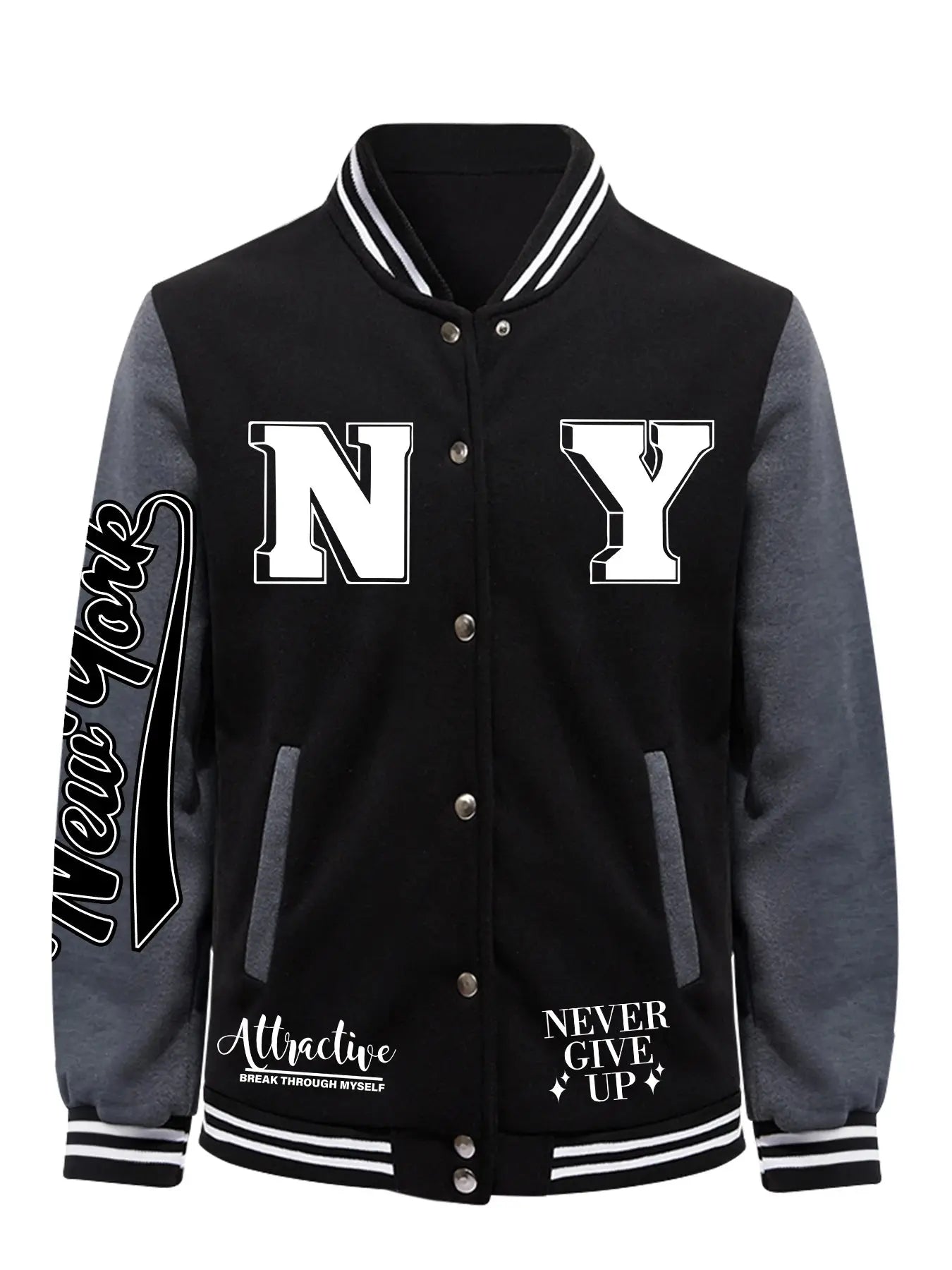 New York City Never Give Up imprimer vêtements mâle mode haut polaire automne veste de Baseball ample décontracté vêtements de sport amples hommes