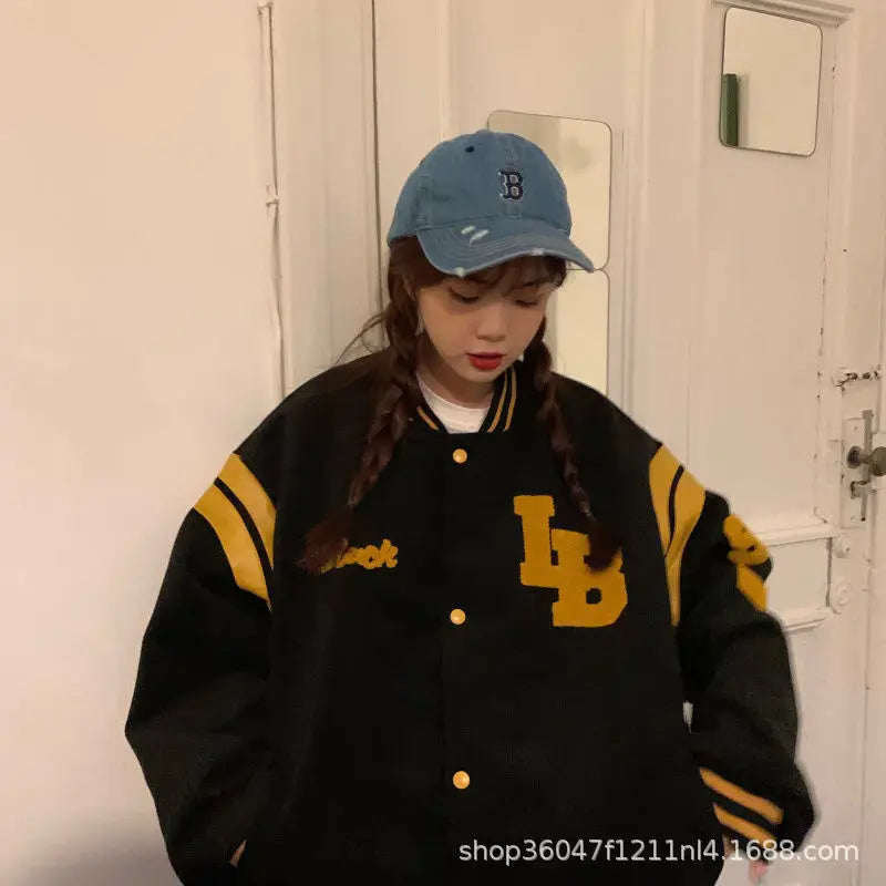 Streetwear Y2K mode hommes et femmes vestes décontractée mode lettre broderie uniforme de Baseball k-pop manteau ample surdimensionné
