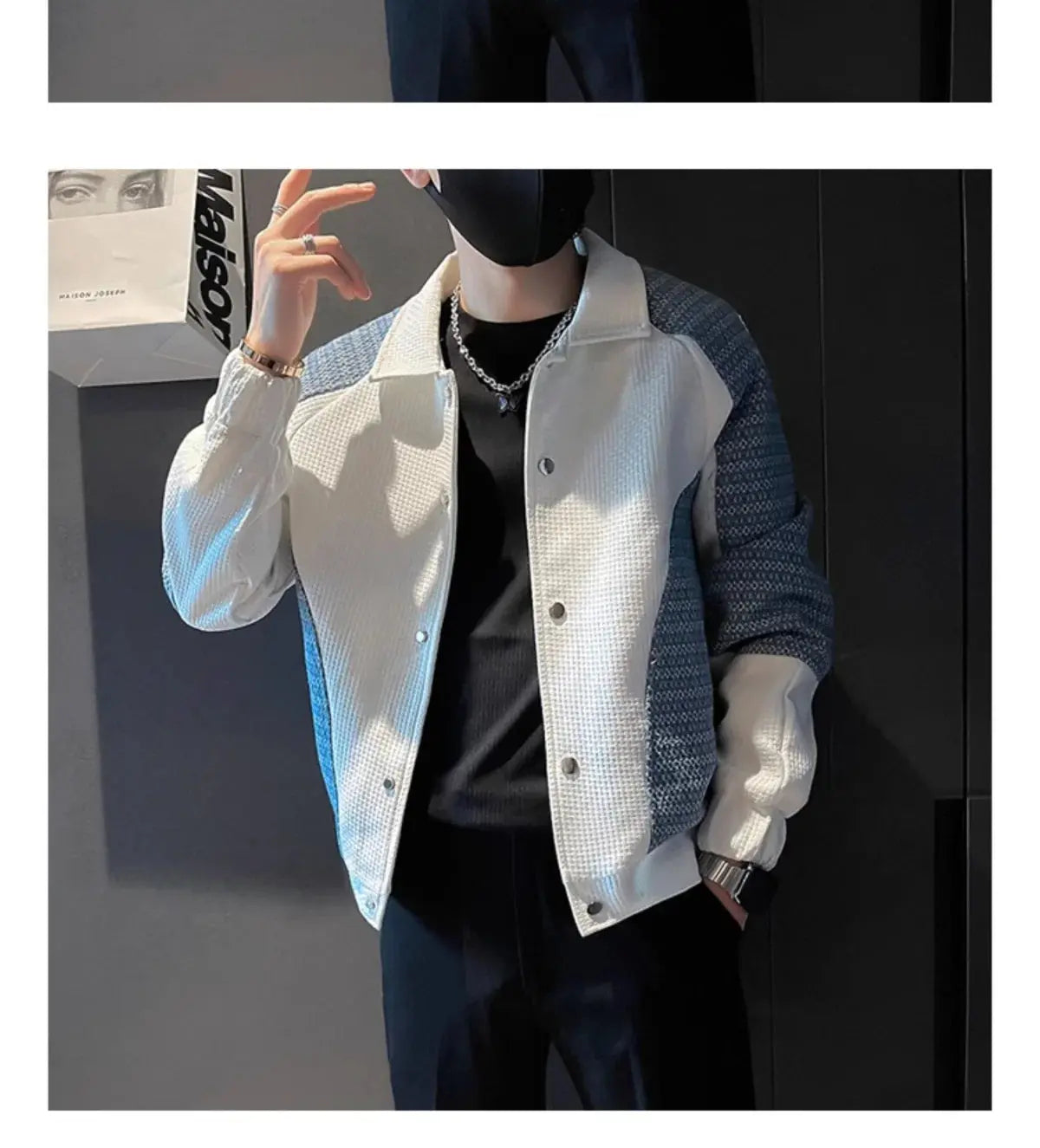 Mn-Vestes décontractées épissées pour hommes, col rabattu, combinaison coréenne à simple boutonnage, couleurs durables, nouveaux abonnés, automne, hiver