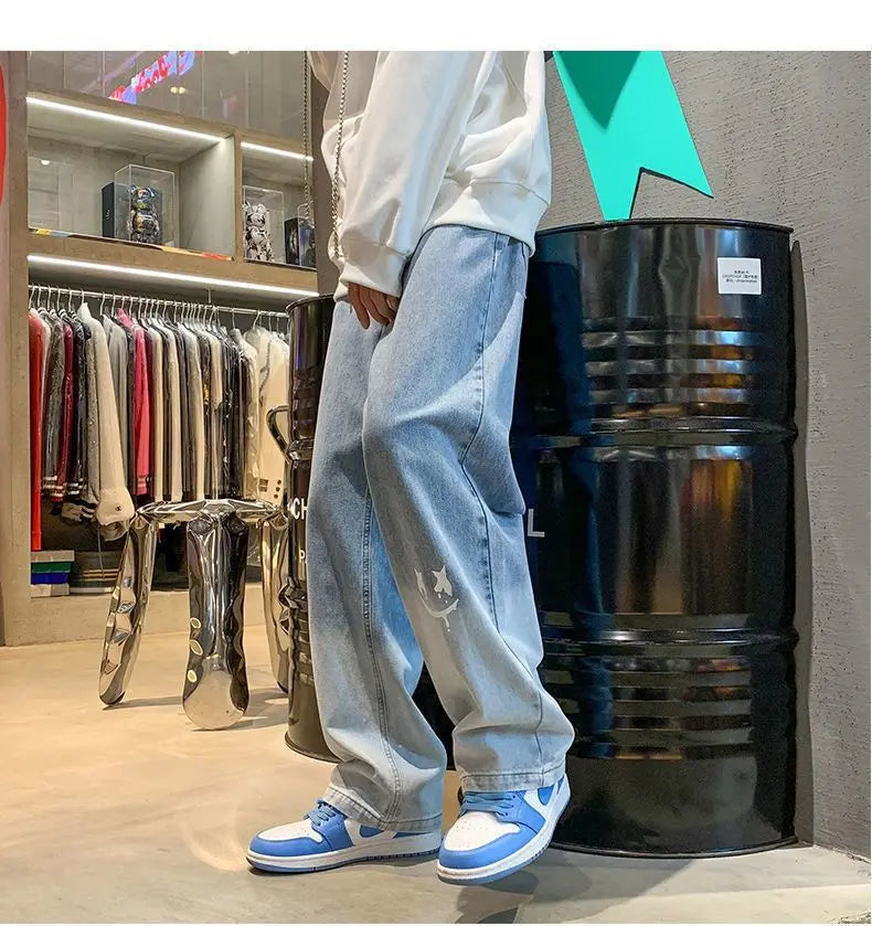 Jean Baggy Vintage à Jambes Larges pour Homme, Pantalon Streetwear Surdimensionné, Droit et Long, à la Mode, Y2k, 2024