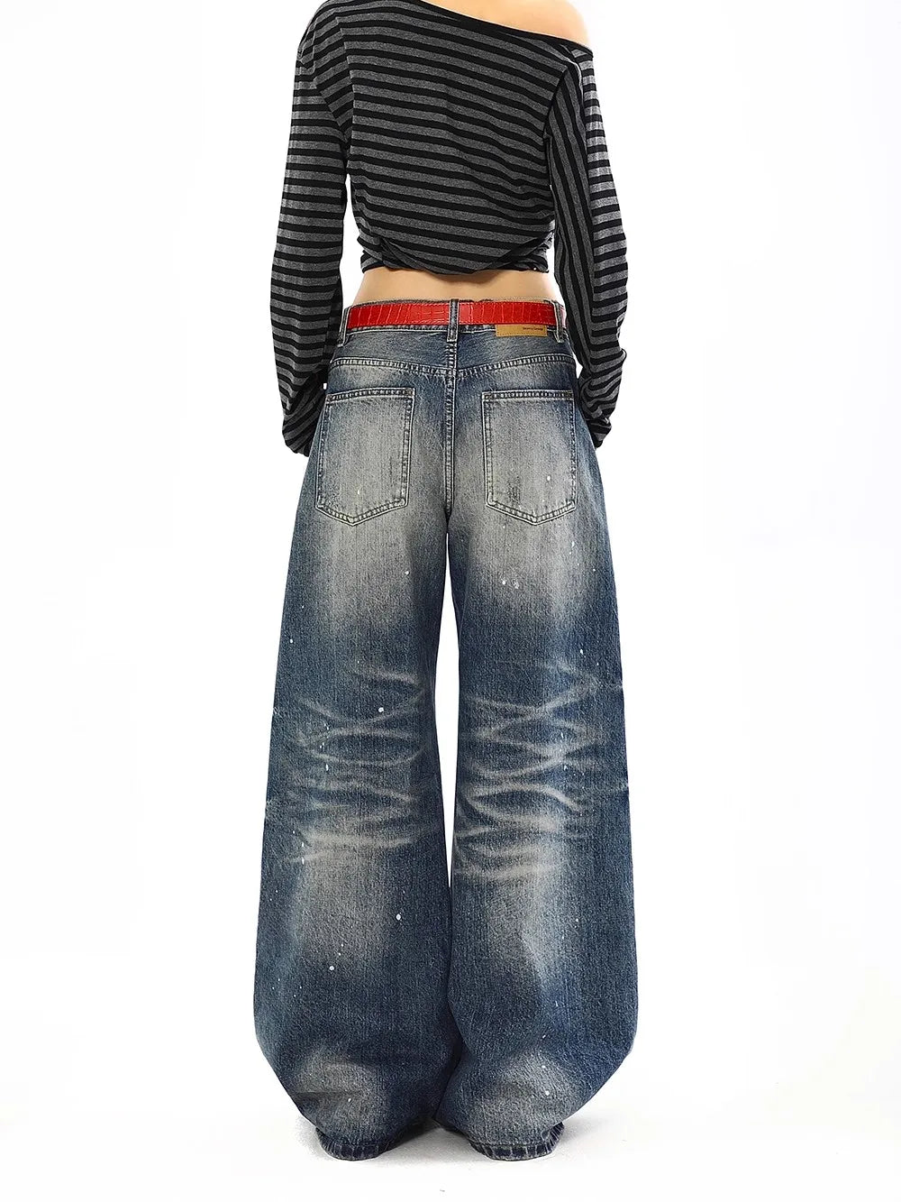 Jean Baggy Vintage taille haute pour femmes, pantalon à jambes larges, surdimensionné, Harajuku, jambes droites, Y2K