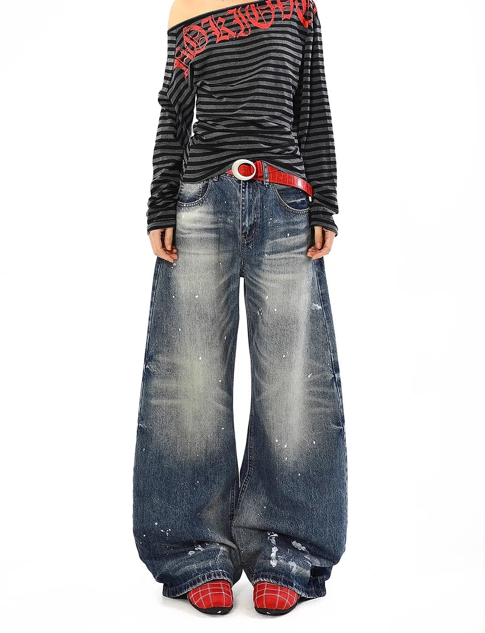 Jean Baggy Vintage taille haute pour femmes, pantalon à jambes larges, surdimensionné, Harajuku, jambes droites, Y2K