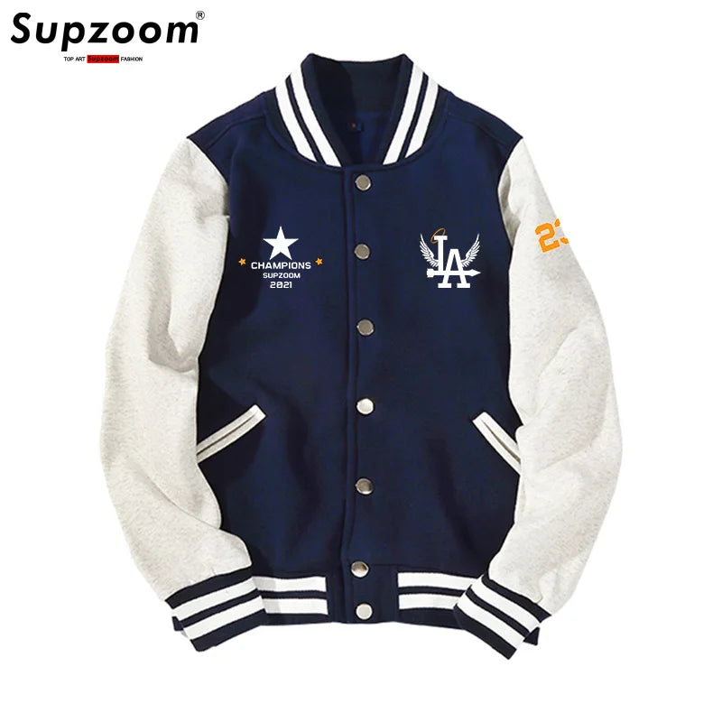 Supership-Veste de baseball décontractée à simple boutonnage avec logo, haut en coton à manches côtelées avec lettre, manteau cardigan adt, nouvelle arrivée, mode