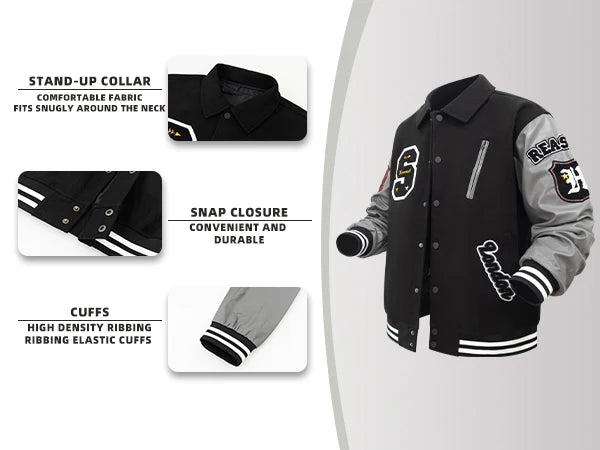 Veste bombardier Vintage à col rabattu pour homme, manteau ample avec lettres brodées, veste de moto, veste de Baseball universitaire automne/hiver