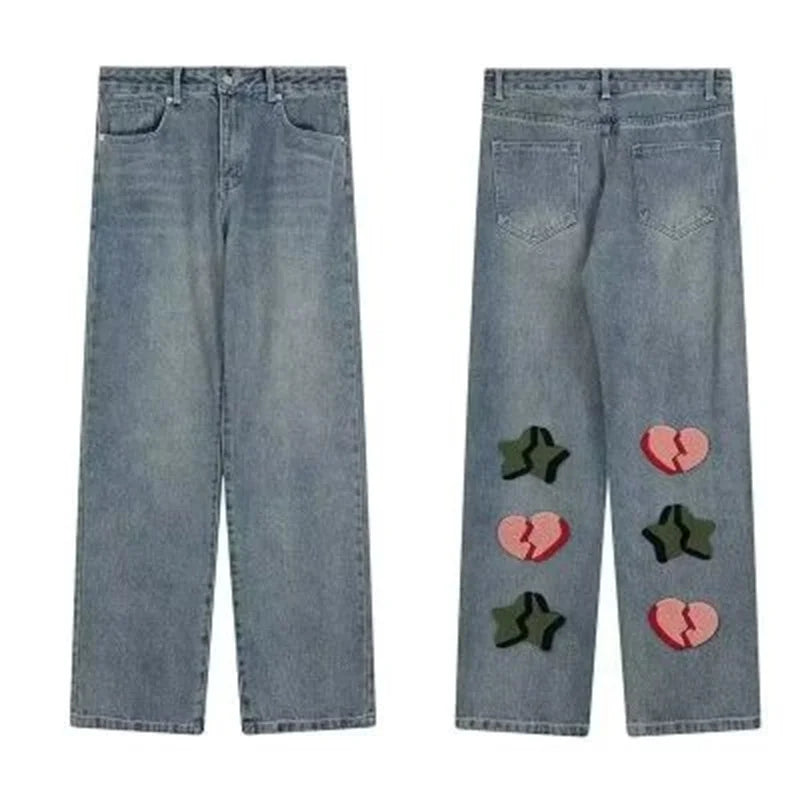2025 nouveau Goth Graffiti brodé Jean hommes haute rue Harajuku mode Denim pantalon Hip Hop Y2K Vintage Jean pantalones