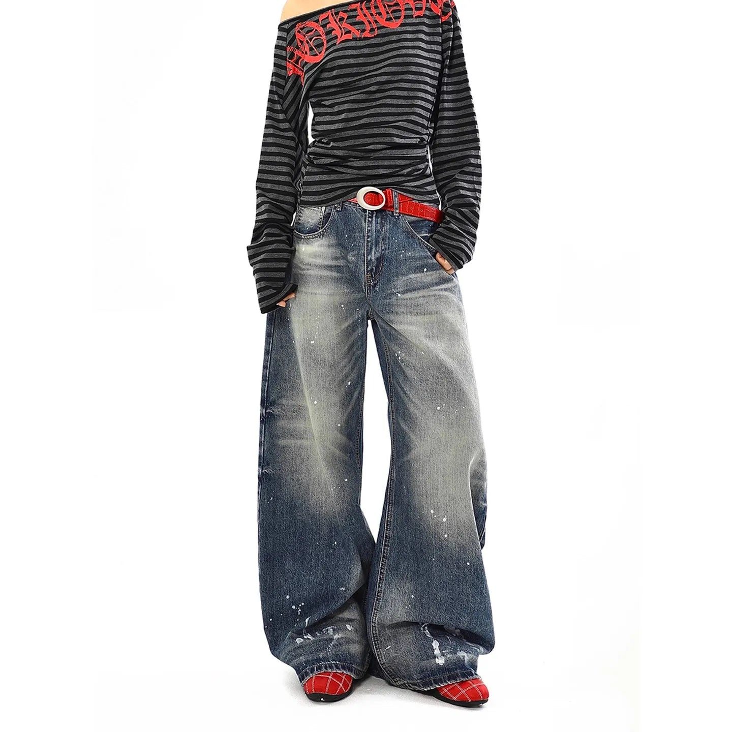 Jean Baggy Vintage taille haute pour femmes, pantalon à jambes larges, surdimensionné, Harajuku, jambes droites, Y2K