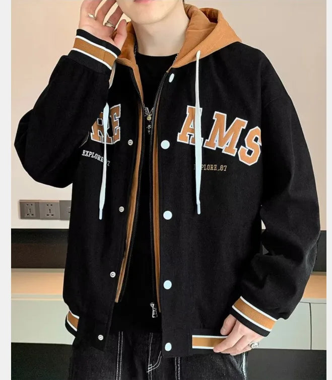Veste à capuche avec lettres d'étudiant pour hommes et femmes, nouvelle marque assortie avec tout, tendance, uniforme de Baseball universitaire de haute qualité, automne