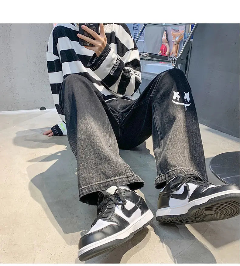 Jean Baggy Vintage à Jambes Larges pour Homme, Pantalon Streetwear Surdimensionné, Droit et Long, à la Mode, Y2k, 2024