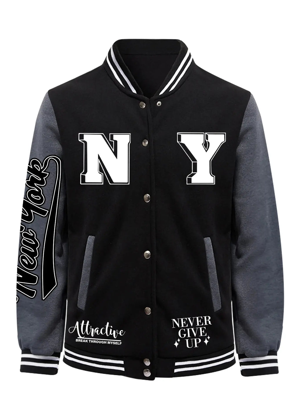 New York City Never Give Up imprimer vêtements mâle mode haut polaire automne veste de Baseball ample décontracté vêtements de sport amples hommes