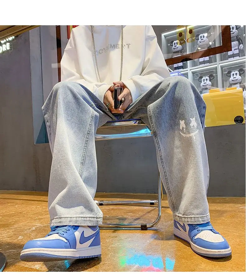 Jean Baggy Vintage à Jambes Larges pour Homme, Pantalon Streetwear Surdimensionné, Droit et Long, à la Mode, Y2k, 2024