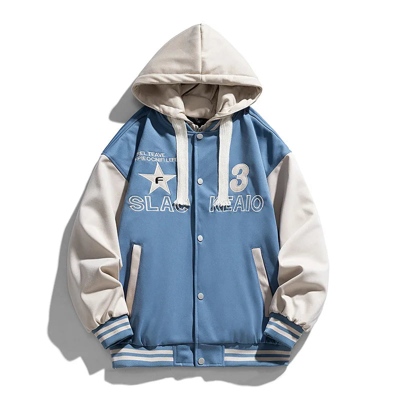 Nouvelle mode hommes Streetwear à capuche vestes de Baseball polaire chaud hiver vestes mâle faux deux pièces lâche manteaux décontractés 3XL