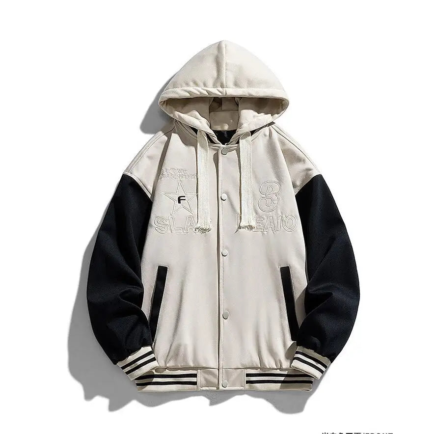 Vestes de Baseball à capuche pour hommes, Streetwear tendance, nouvelle mode polaire chaude d'hiver, faux manteaux deux pièces amples et décontractés 3XL
