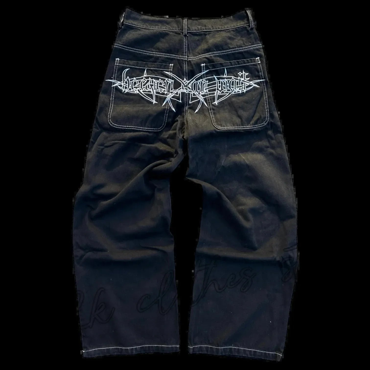 Nouveau Baggy décontracté jambe large Jean hommes rue rétro Hip Hop imprimé Jean tendance mode noir taille haute Jean Y2k hommes vêtements 2023