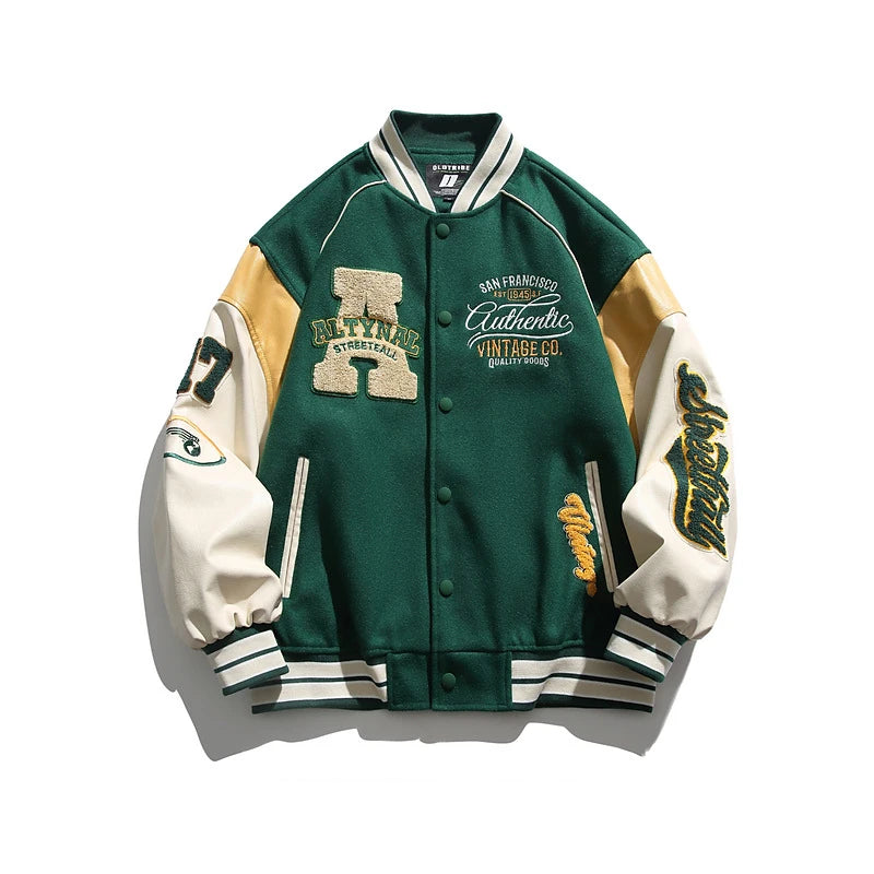 Veste de baseball brodée anti-vent pour hommes, manteau décontracté, vêtements d'extérieur, épissage, uniforme d'automne, 2024