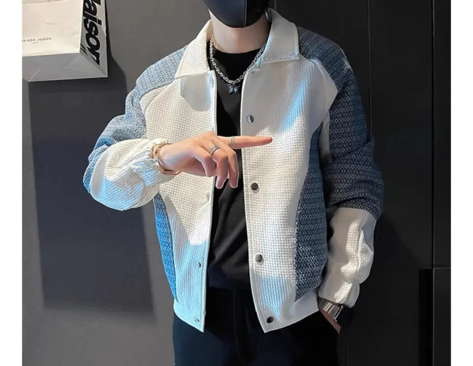 Mn-Vestes décontractées épissées pour hommes, col rabattu, combinaison coréenne à simple boutonnage, couleurs durables, nouveaux abonnés, automne, hiver